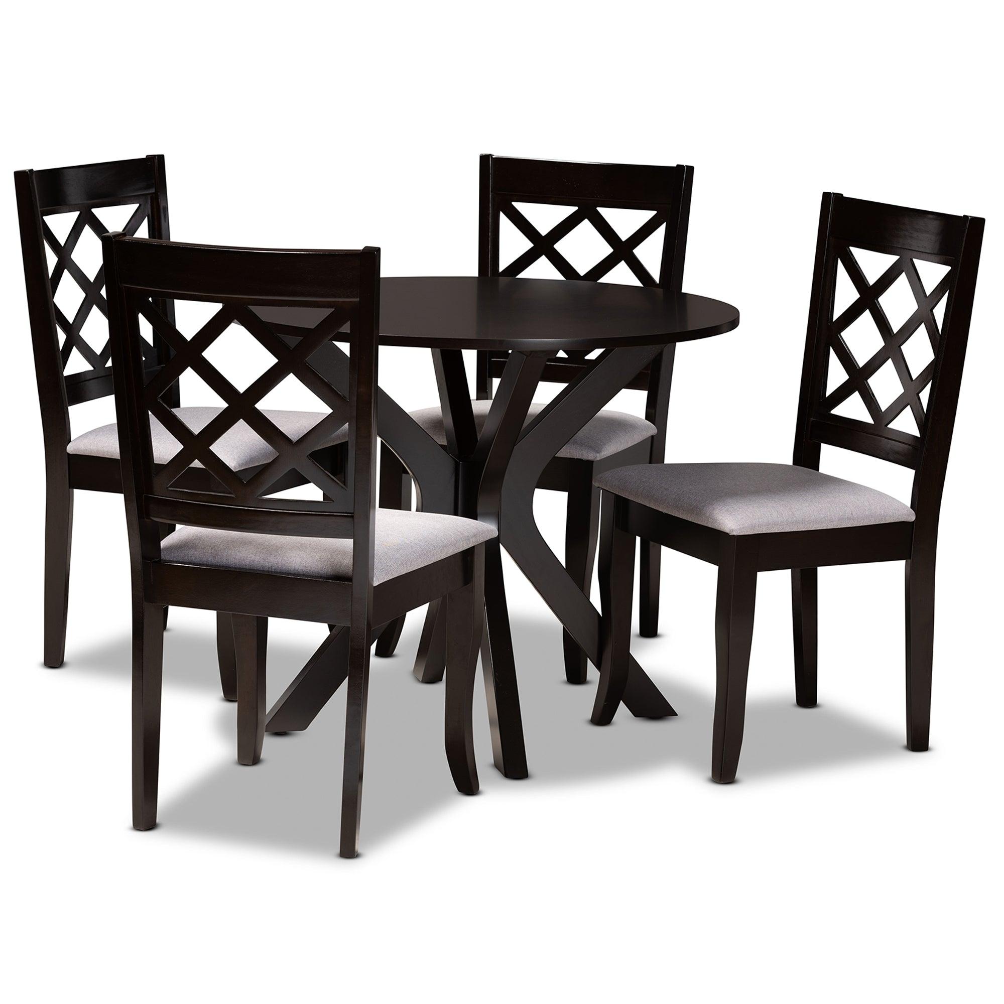 Jana Modern and Contemporary Fabric Upholstered and Finished Wood 5-Piece Dining Set