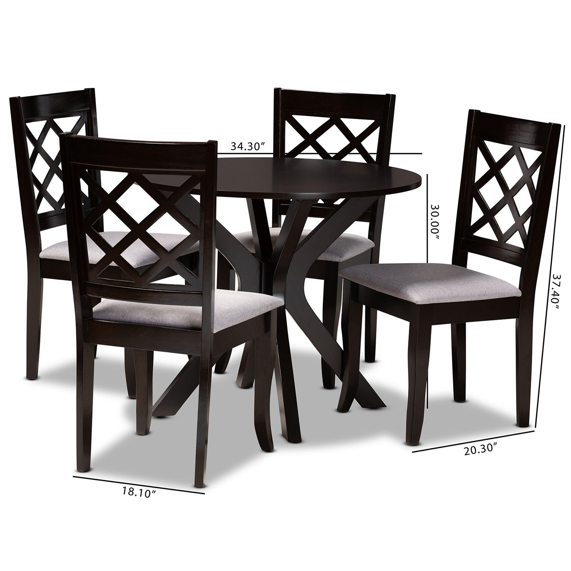 Jana Modern and Contemporary Fabric Upholstered and Finished Wood 5-Piece Dining Set