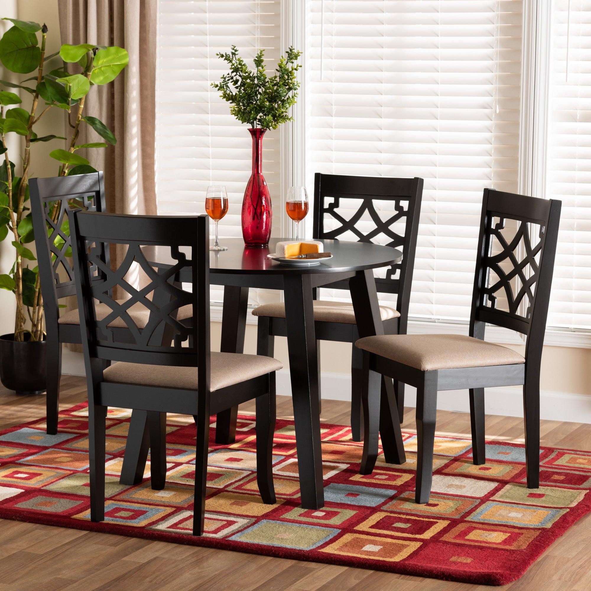 Thea Modern Fabric and Finished Wood 5-Piece Dining Set