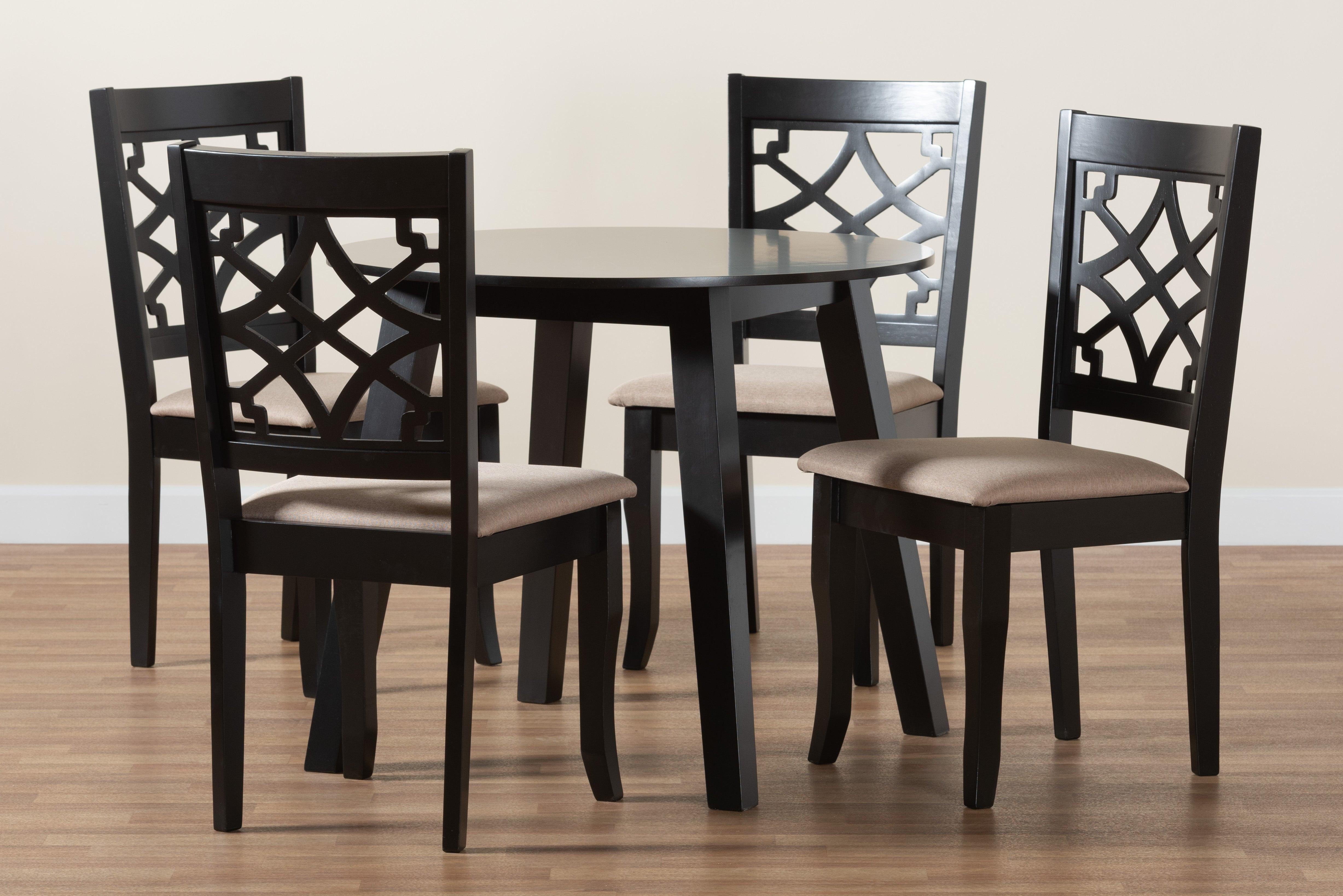 Thea Modern Fabric and Finished Wood 5-Piece Dining Set