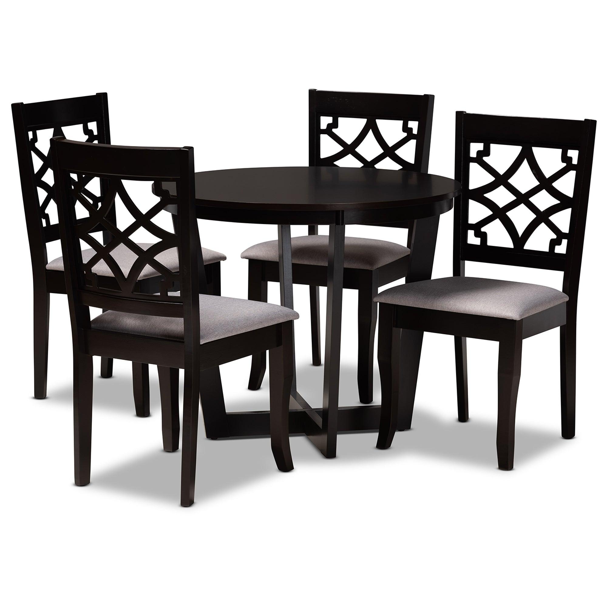 Tricia Modern and Contemporary Fabric Upholstered and Finished Wood 5-Piece Dining Set