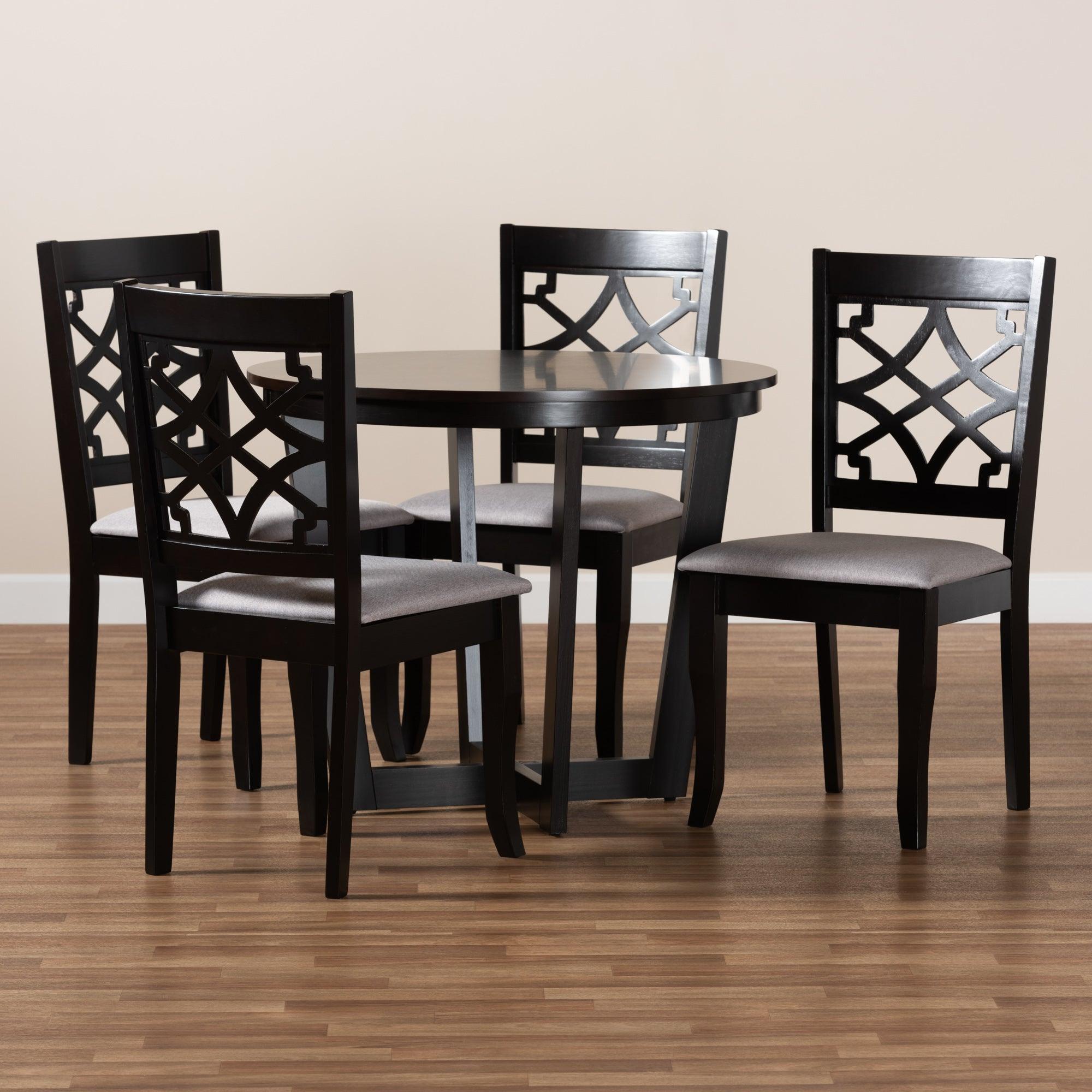 Tricia Modern and Contemporary Fabric Upholstered and Finished Wood 5-Piece Dining Set