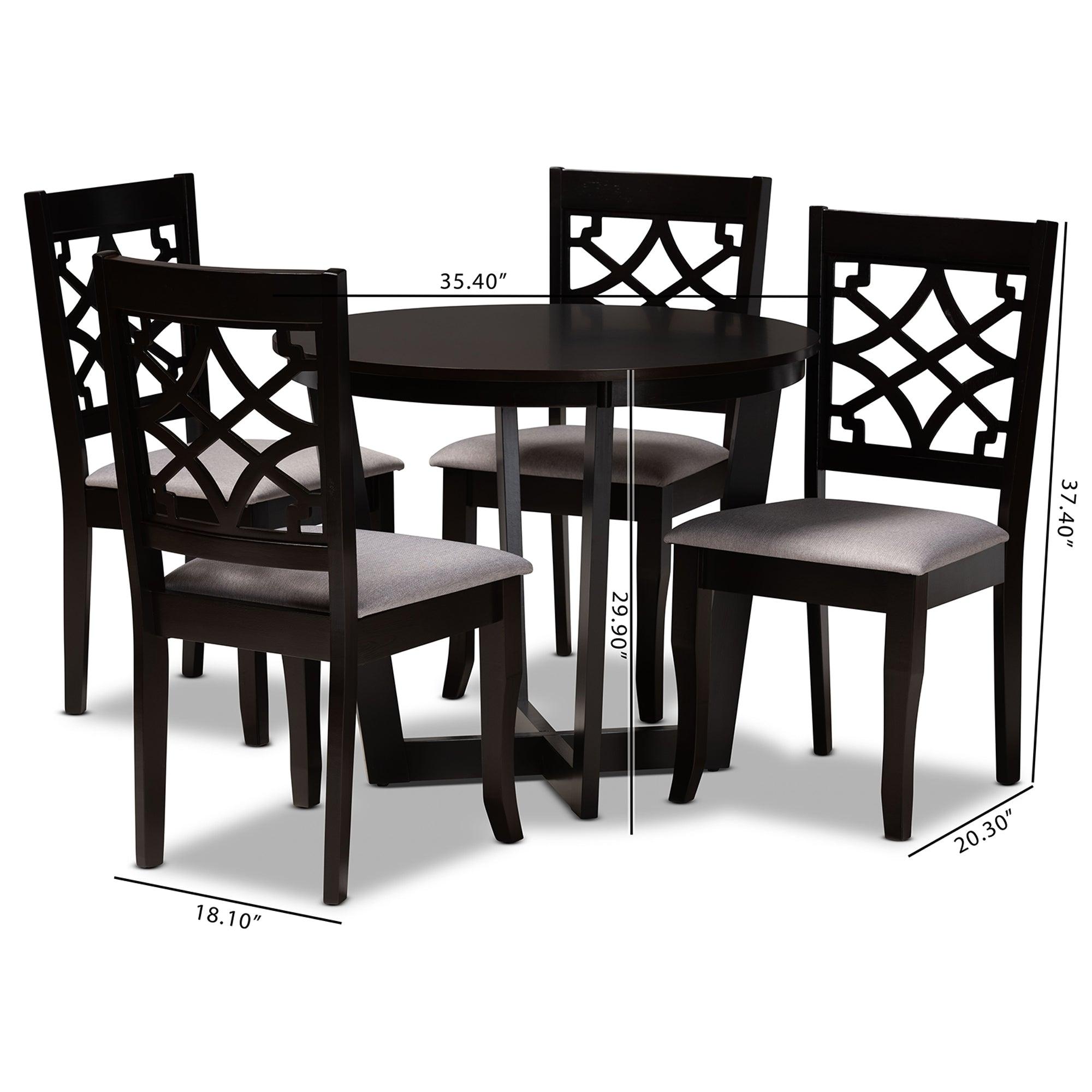 Tricia Modern and Contemporary Fabric Upholstered and Finished Wood 5-Piece Dining Set