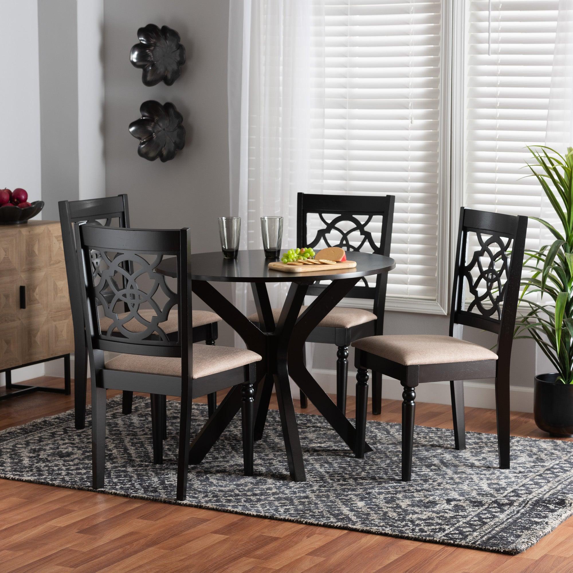 Sadie Modern Fabric and Espresso Finished Wood 5-Piece Dining Set