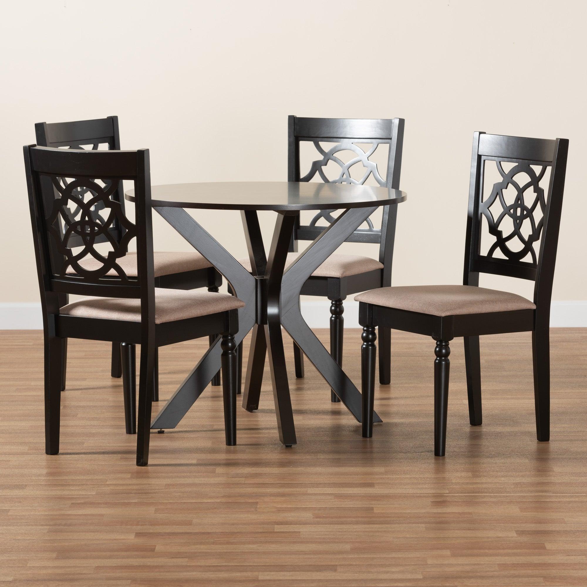 Sadie Modern Fabric and Espresso Finished Wood 5-Piece Dining Set