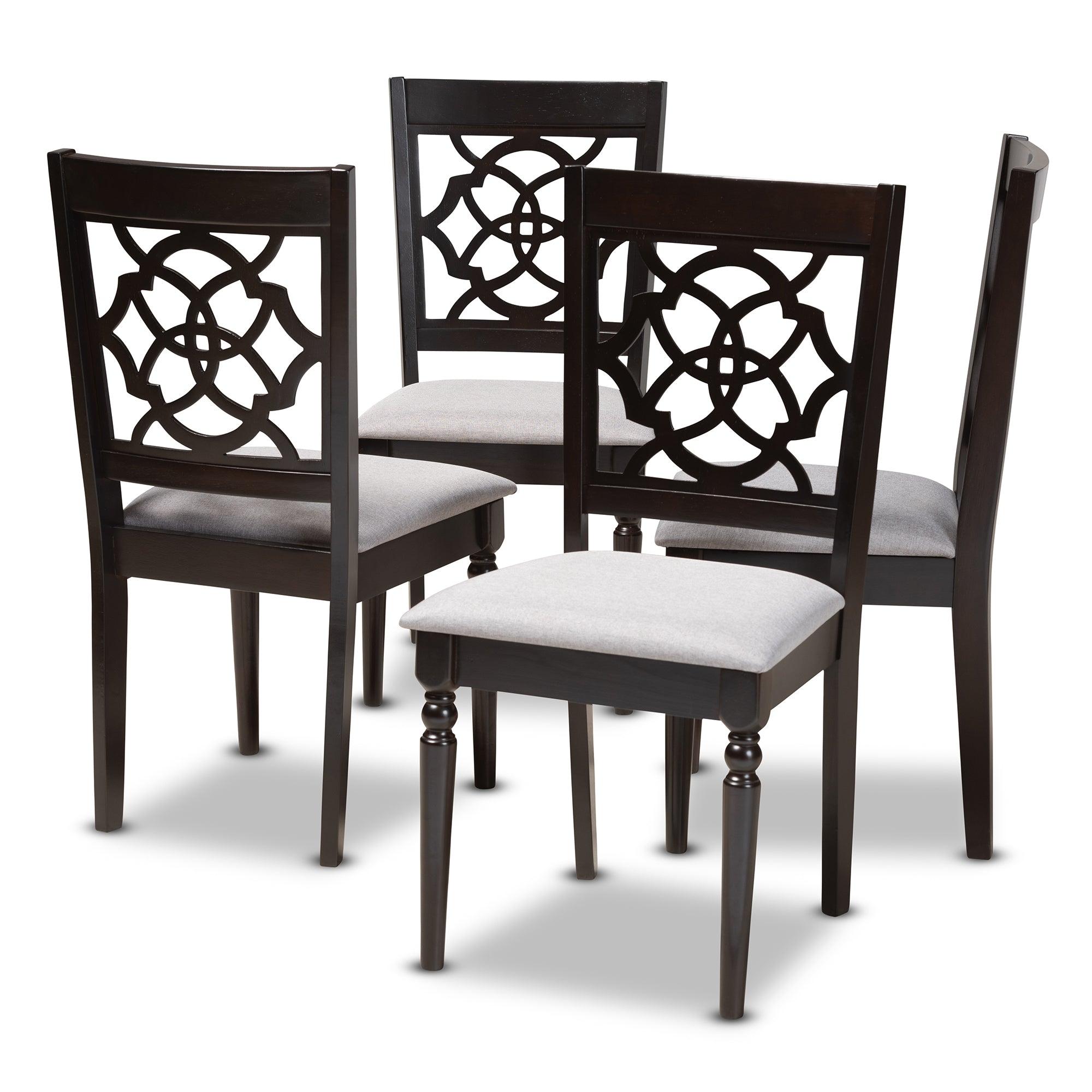 Renaud Modern and Contemporary Fabric Upholstered Espresso Finished Wood Dining Chair Set of 4