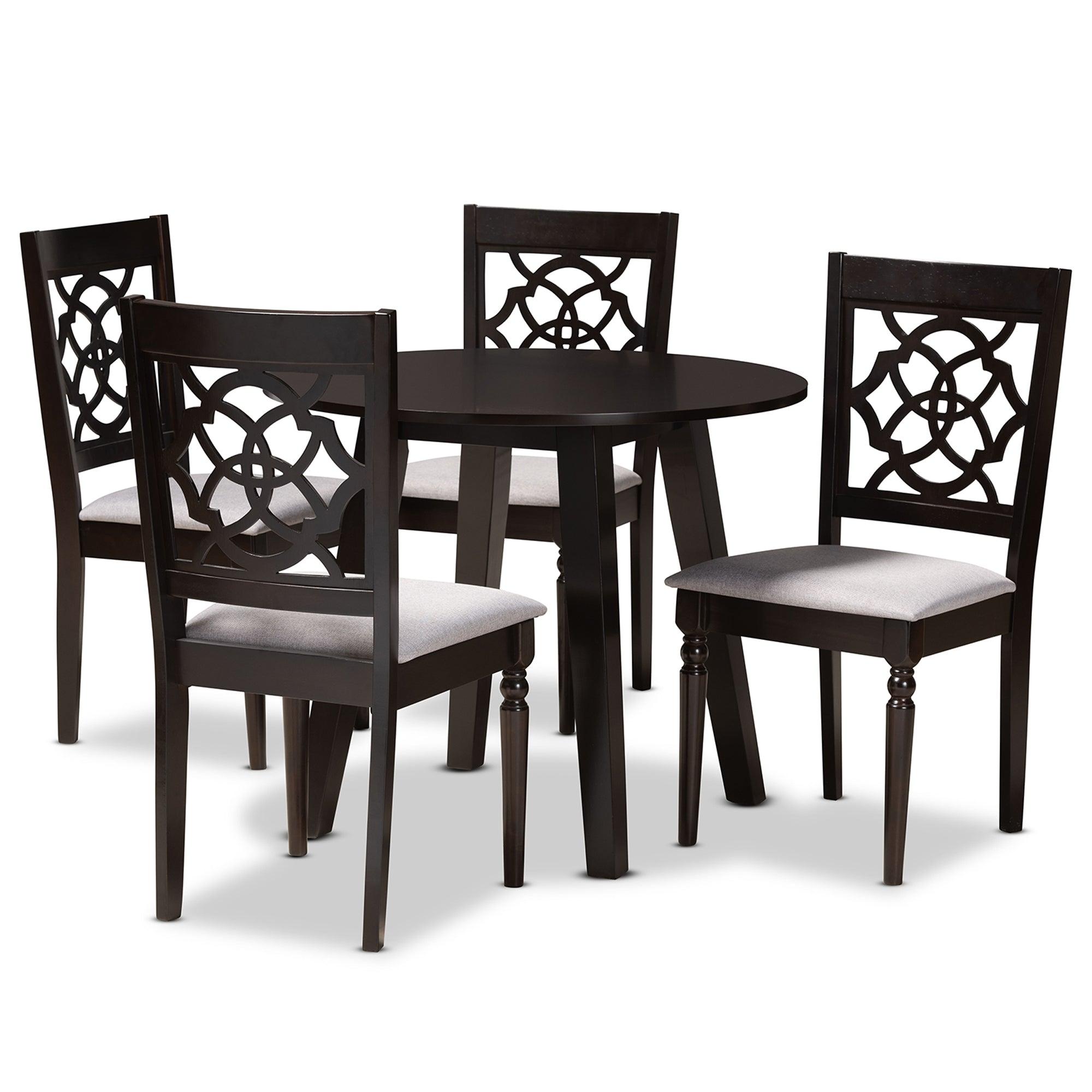 Eliza Modern and Contemporary Fabric Upholstered and Finished Wood 5-Piece Dining Set