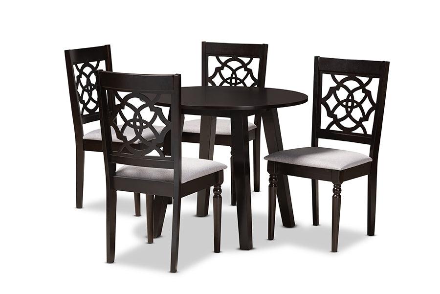 Eliza Modern and Contemporary Fabric Upholstered and Finished Wood 5-Piece Dining Set