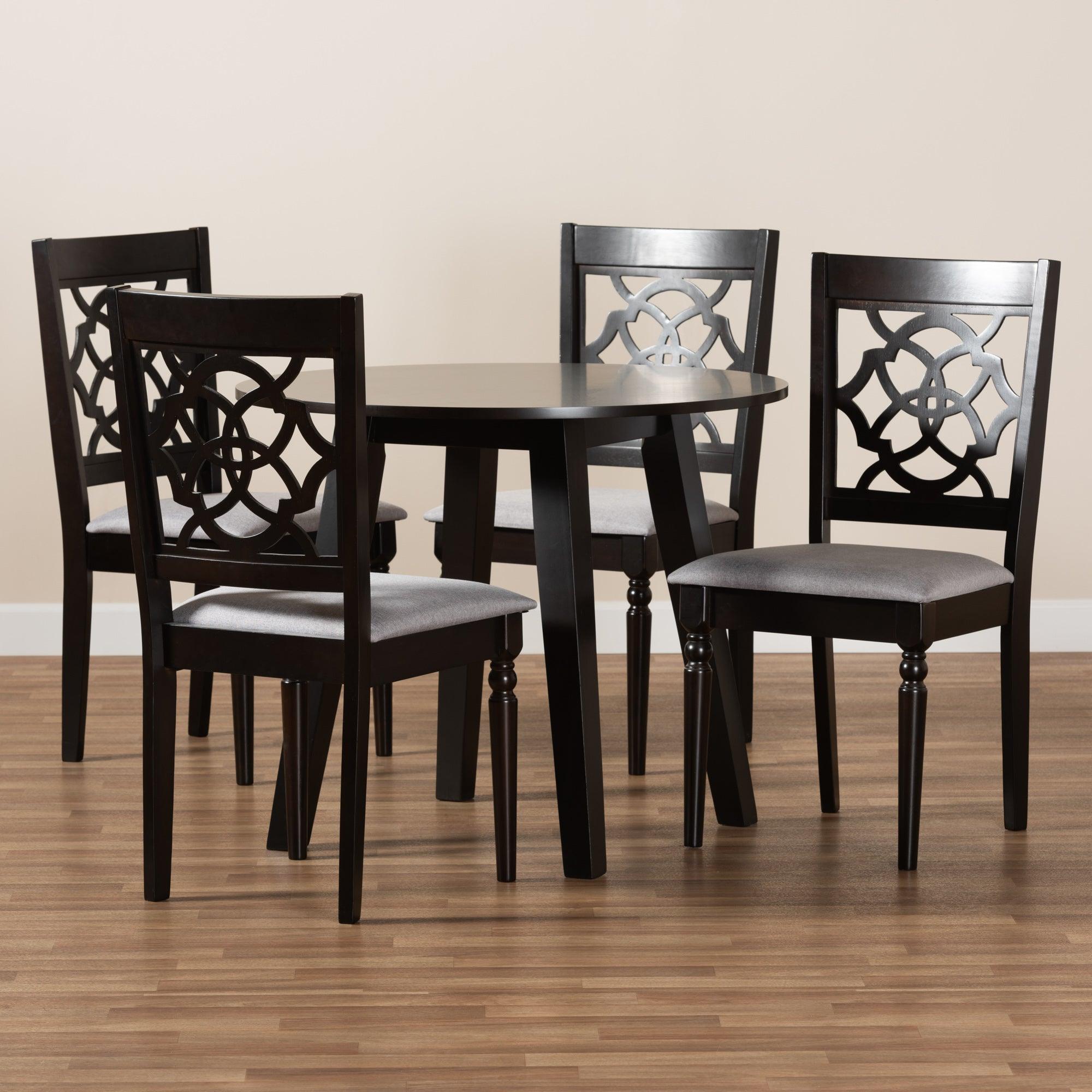 Eliza Modern and Contemporary Fabric Upholstered and Finished Wood 5-Piece Dining Set