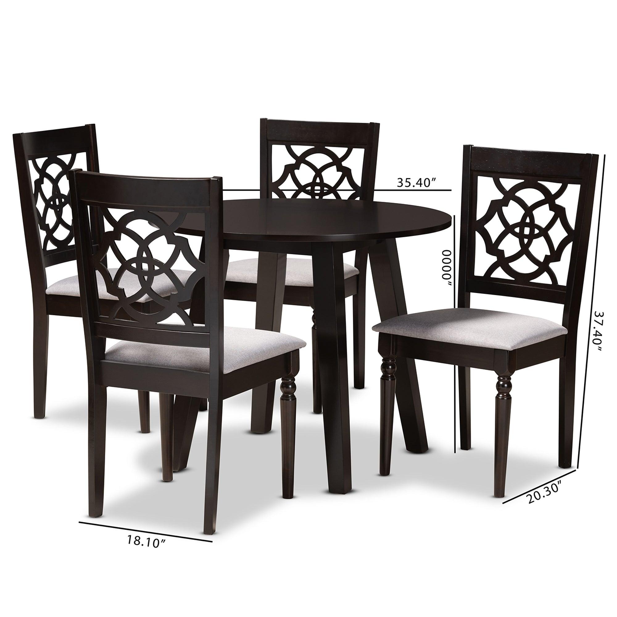 Eliza Modern and Contemporary Fabric Upholstered and Finished Wood 5-Piece Dining Set