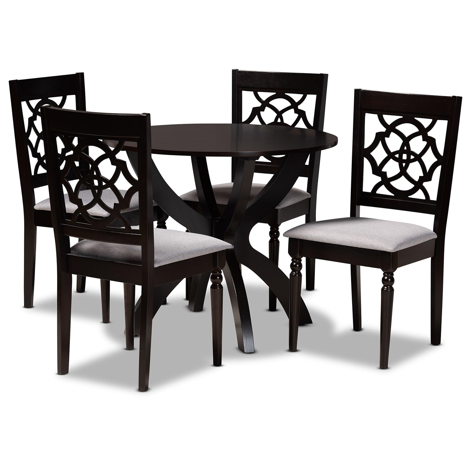 Tonia Modern and Contemporary Fabric Upholstered and Finished Wood 5-Piece Dining Set