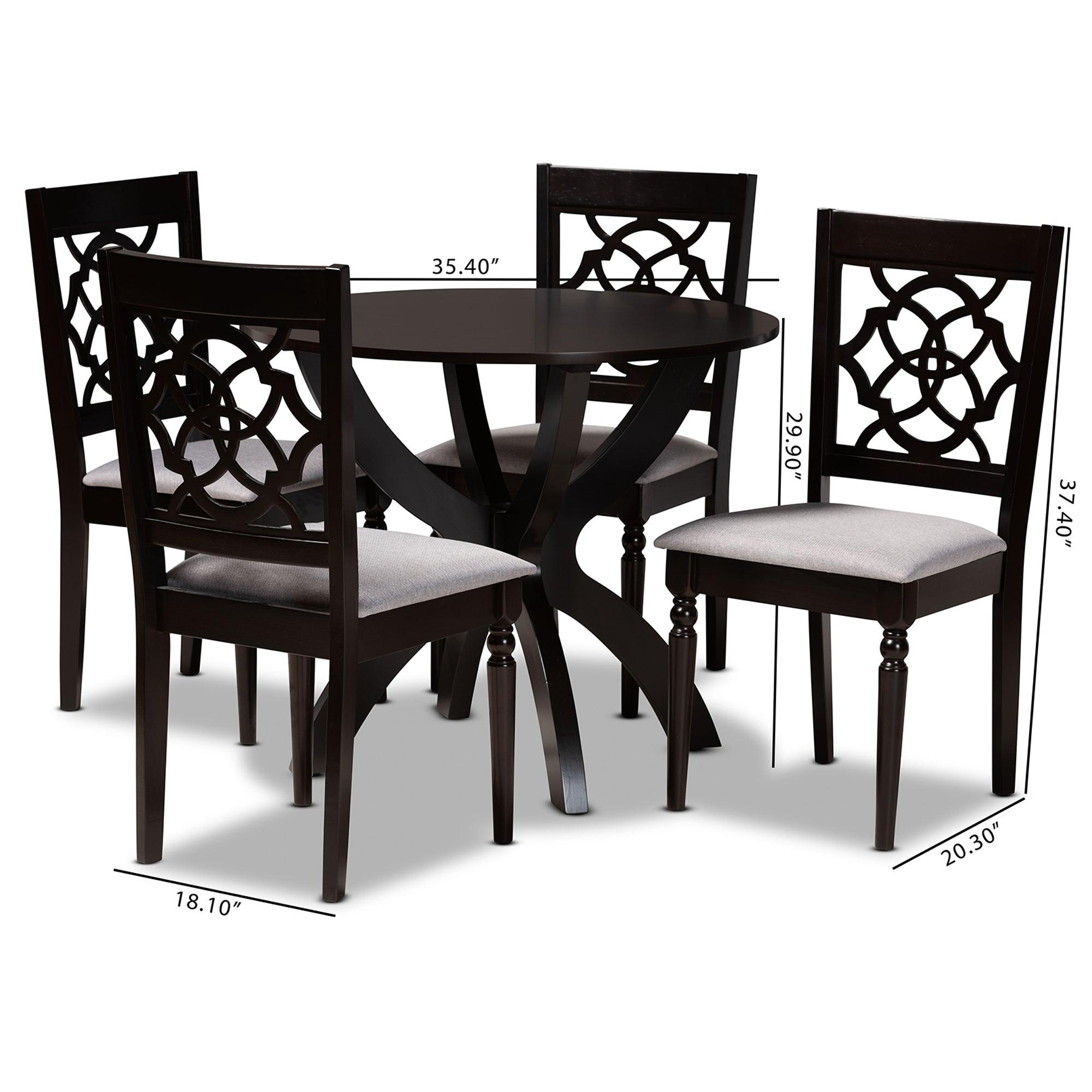 Tonia Modern and Contemporary Fabric Upholstered and Finished Wood 5-Piece Dining Set