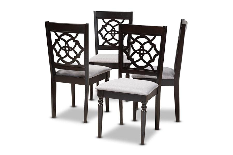 Renaud Modern and Contemporary Fabric Upholstered Espresso Finished Wood Dining Chair Set of 4