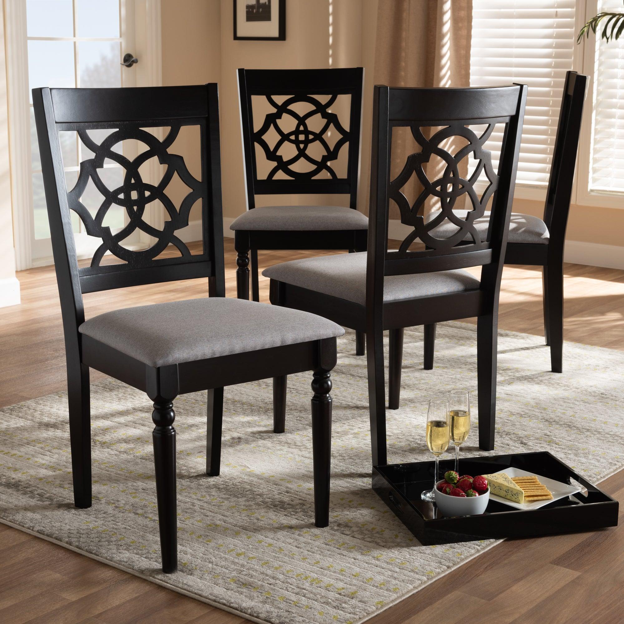 Renaud Modern and Contemporary Fabric Upholstered Espresso Finished Wood Dining Chair Set of 4