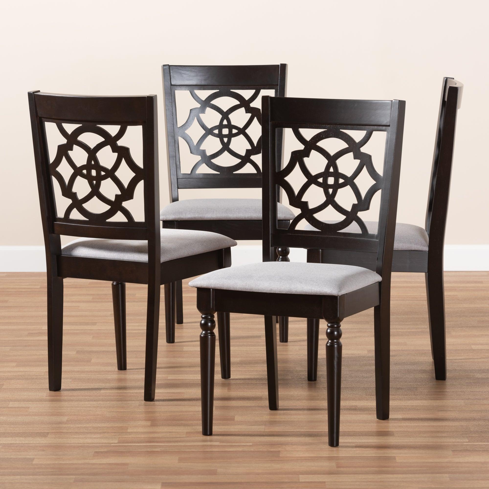 Renaud Modern and Contemporary Fabric Upholstered Espresso Finished Wood Dining Chair Set of 4