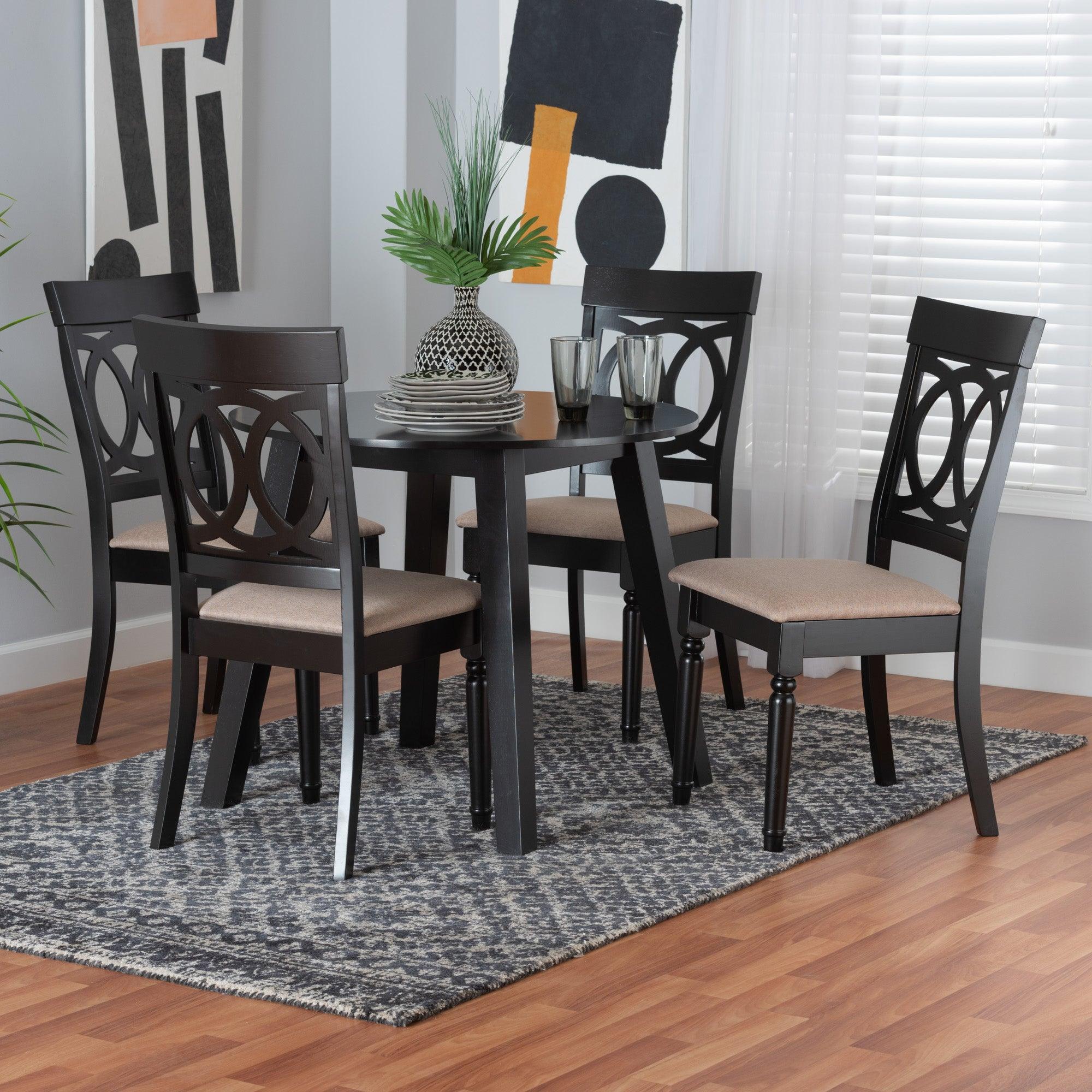 Charlottle Modern Fabric and Finished Wood 5-Piece Dining Set