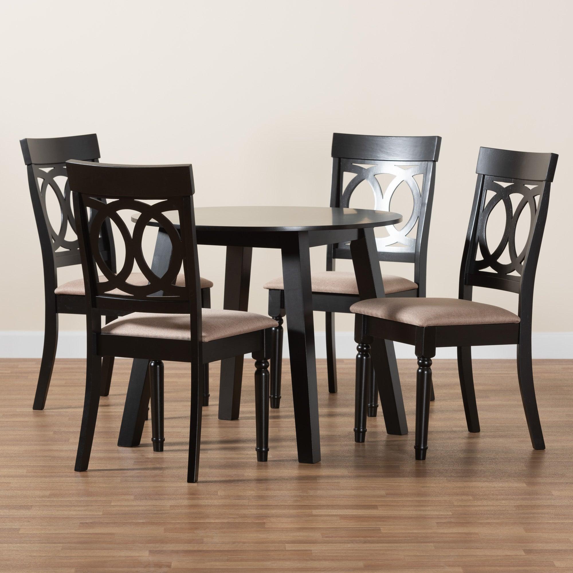 Charlottle Modern Fabric and Finished Wood 5-Piece Dining Set