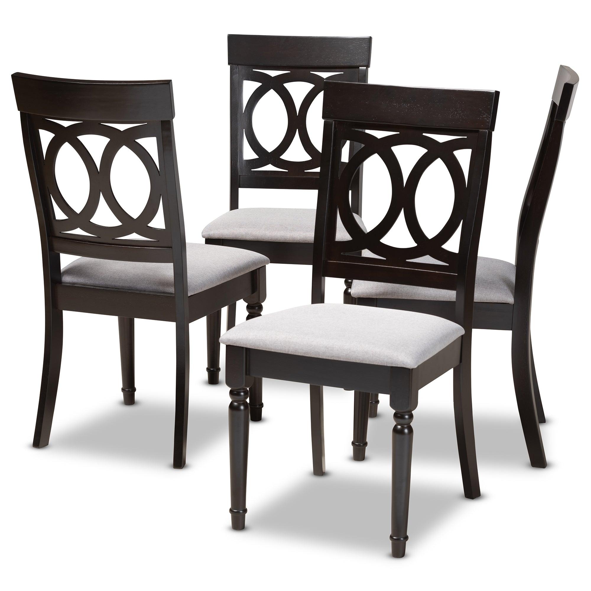 Lucie Modern and Contemporary Fabric Upholstered Espresso Finished Wood Dining Chair Set of 4