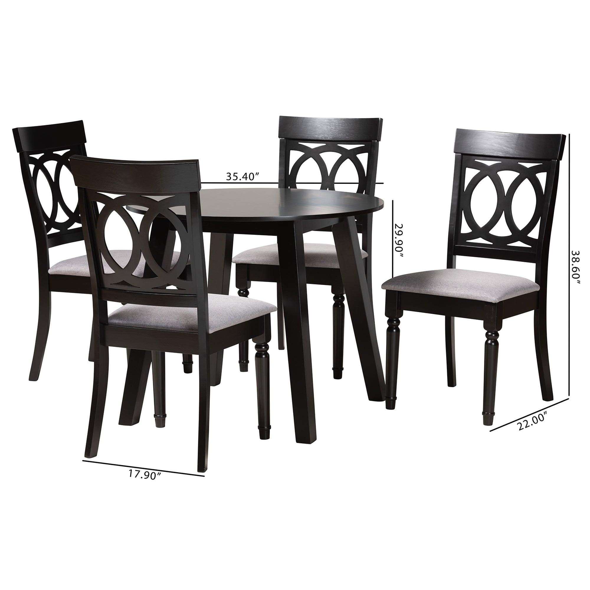 Charlottle Modern Fabric and Finished Wood 5-Piece Dining Set