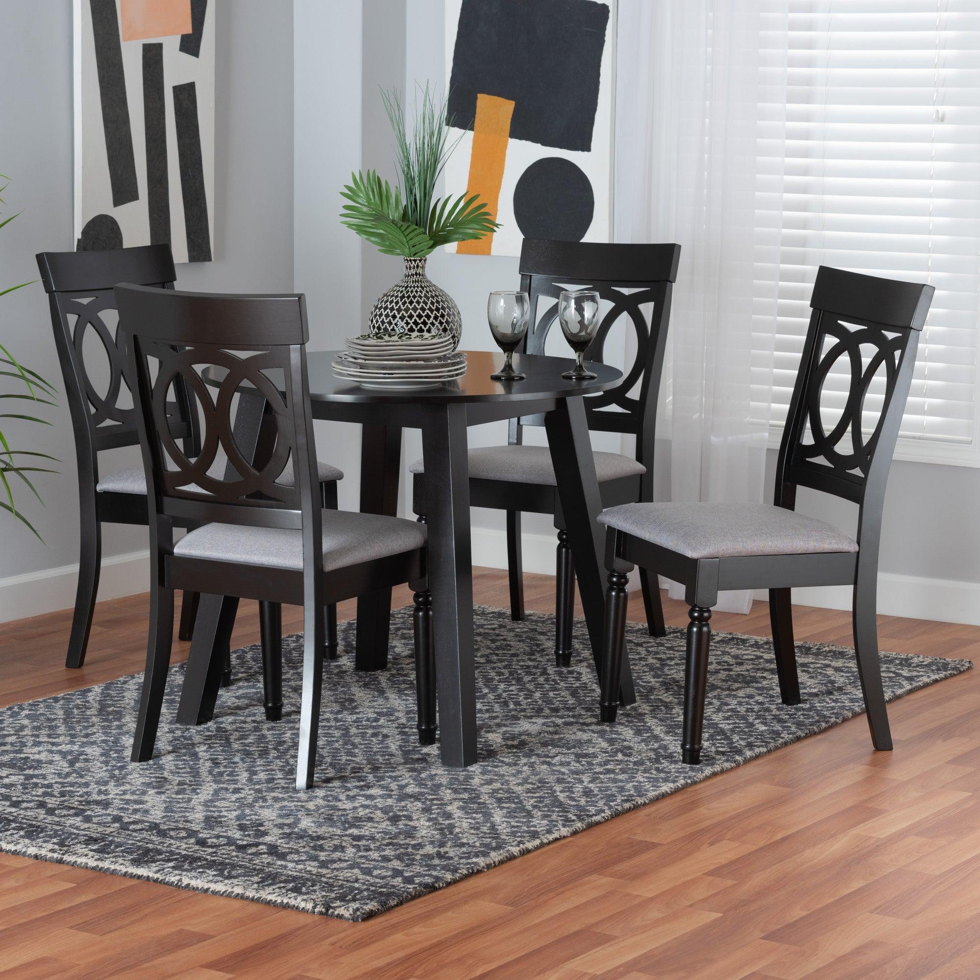 Charlottle Modern Fabric and Finished Wood 5-Piece Dining Set