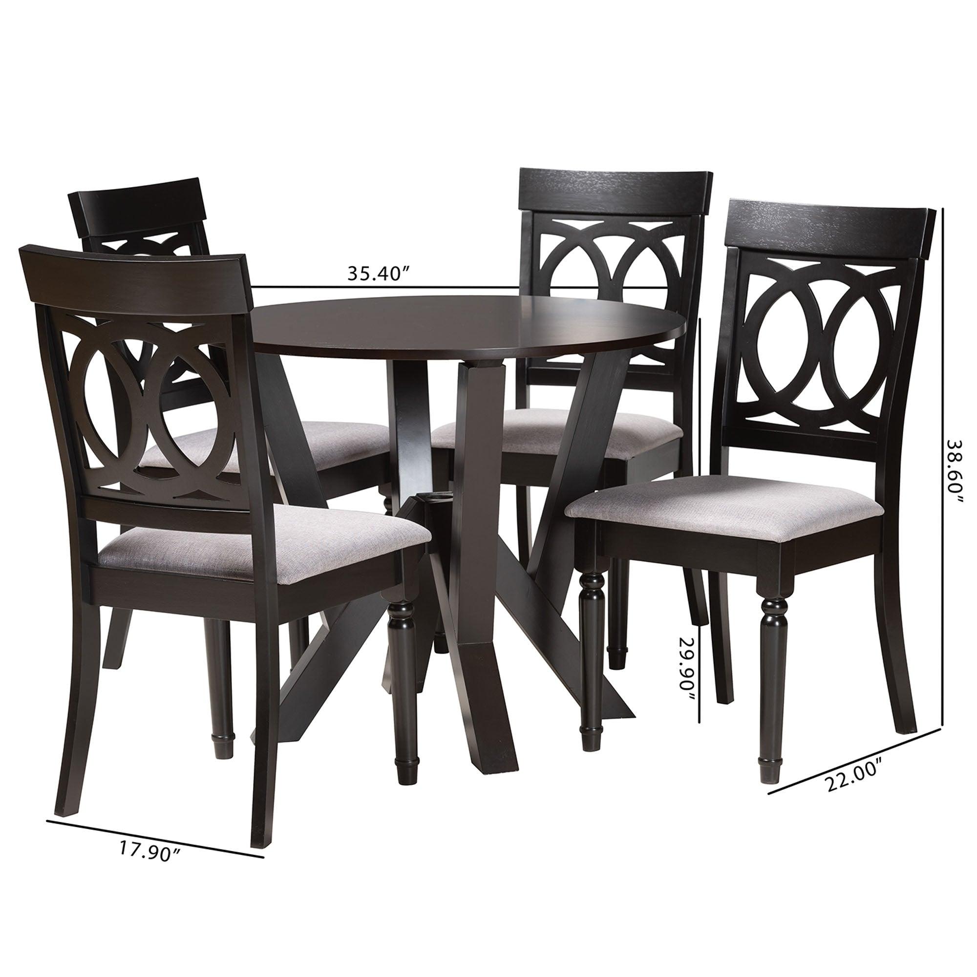 Angie Modern Fabric and Finished Wood 5-Piece Dining Set