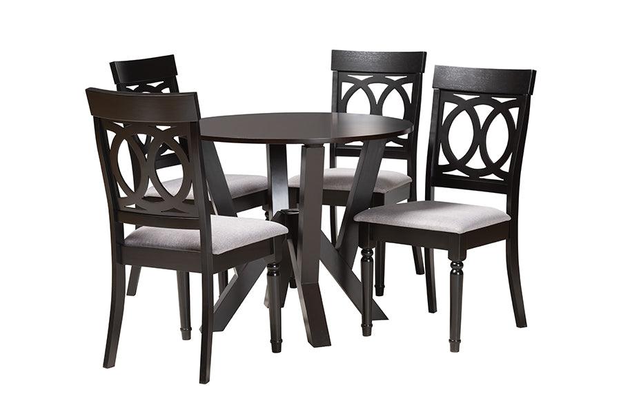 Angie Modern Fabric and Finished Wood 5-Piece Dining Set