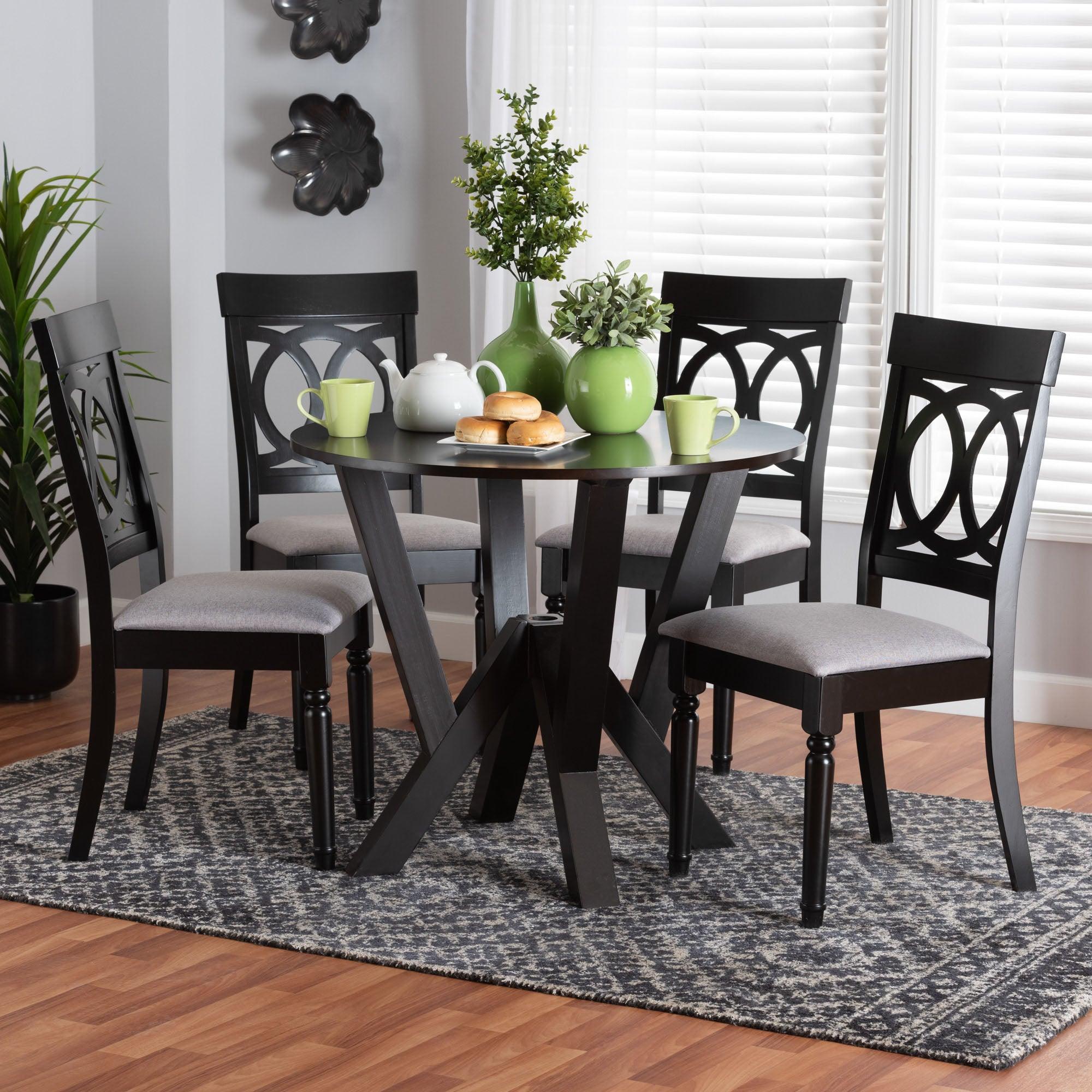 Angie Modern Fabric and Finished Wood 5-Piece Dining Set