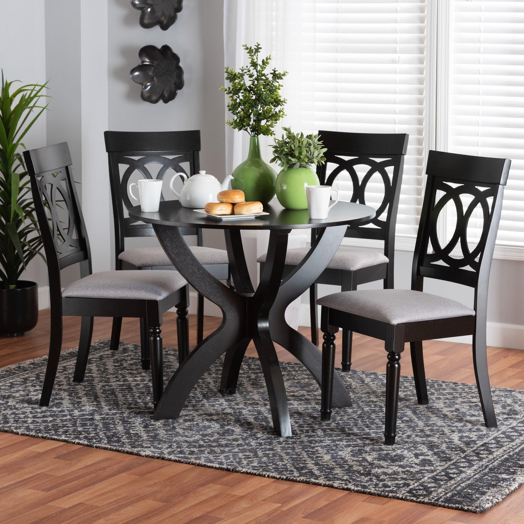 Velia Modern Fabric and Finished Wood 5-Piece Dining Set