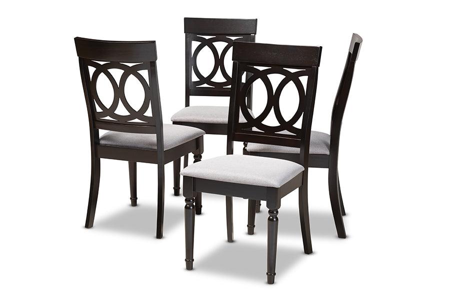 Lucie Modern and Contemporary Fabric Upholstered Espresso Finished Wood Dining Chair Set of 4