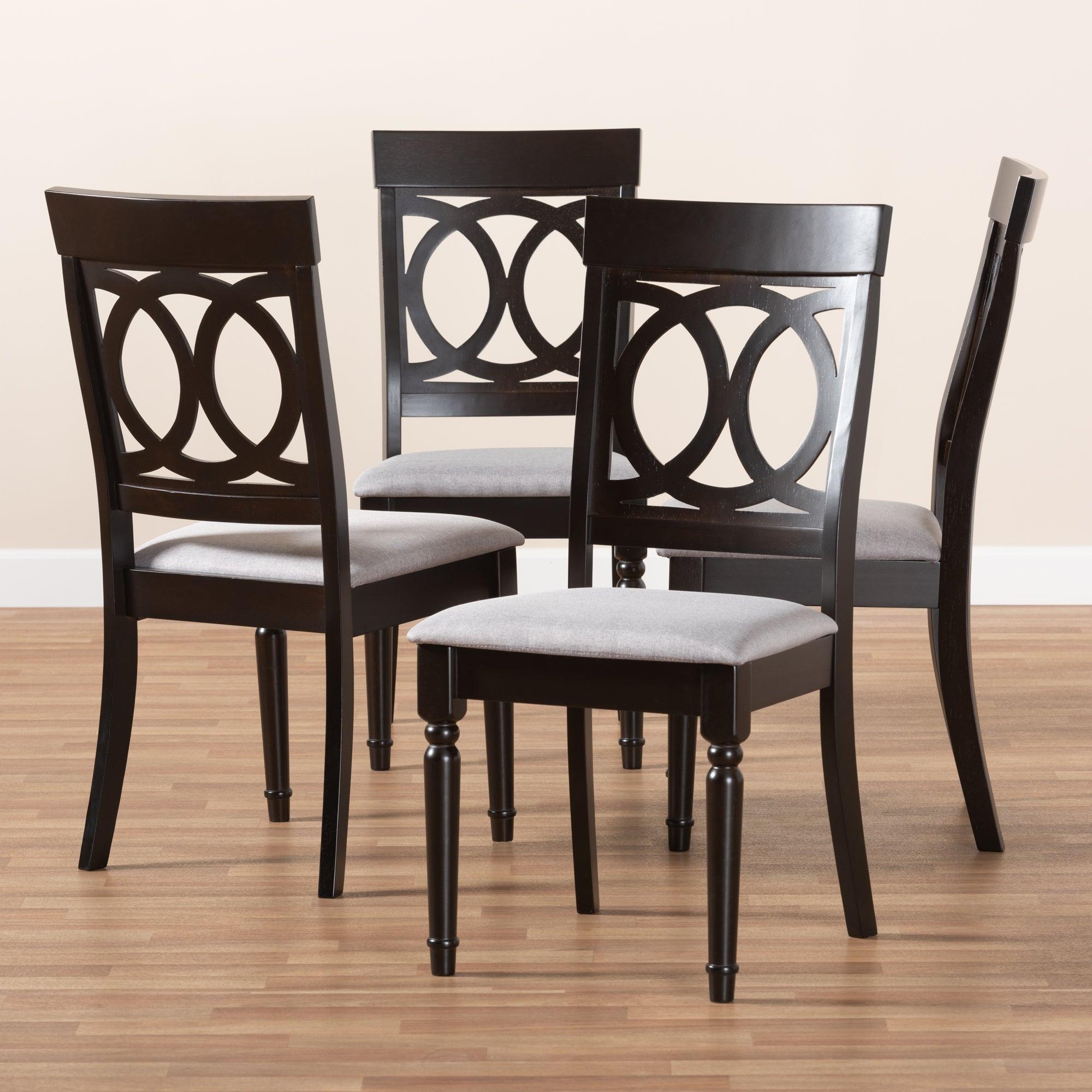 Lucie Modern and Contemporary Fabric Upholstered Espresso Finished Wood Dining Chair Set of 4