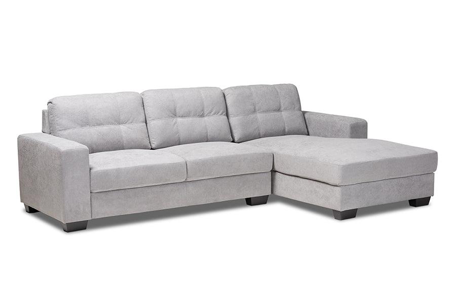 Langley Modern and Contemporary Light Fabric Upholstered Sectional Sofa with Right Facing Chaise