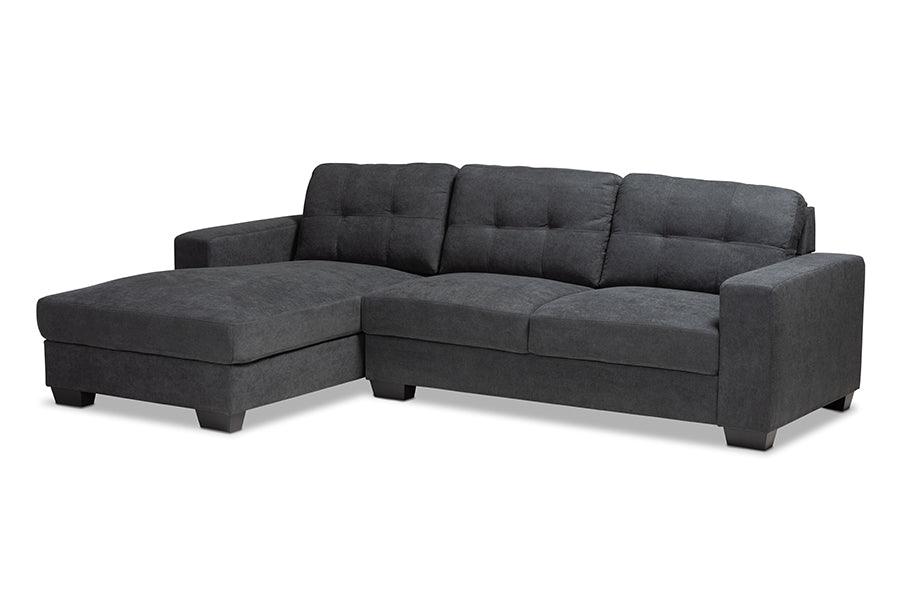 Langley Modern and Contemporary Dark Fabric Upholstered Sectional Sofa with Left Facing Chaise