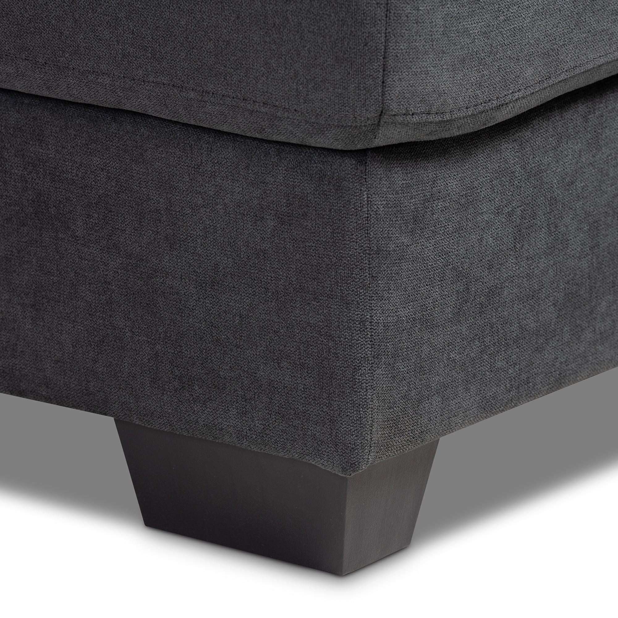 Langley Modern and Contemporary Dark Fabric Upholstered Sectional Sofa with Left Facing Chaise