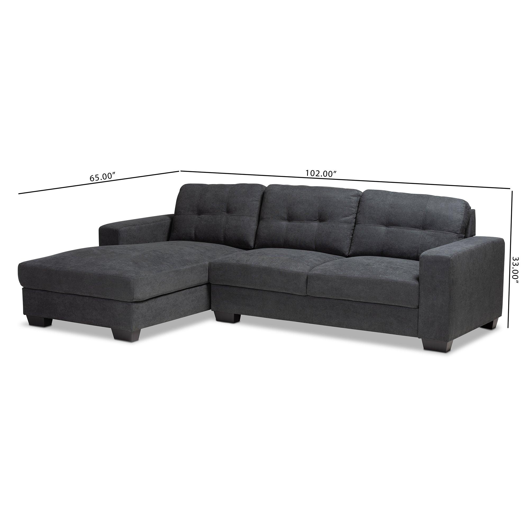 Langley Modern and Contemporary Dark Fabric Upholstered Sectional Sofa with Left Facing Chaise