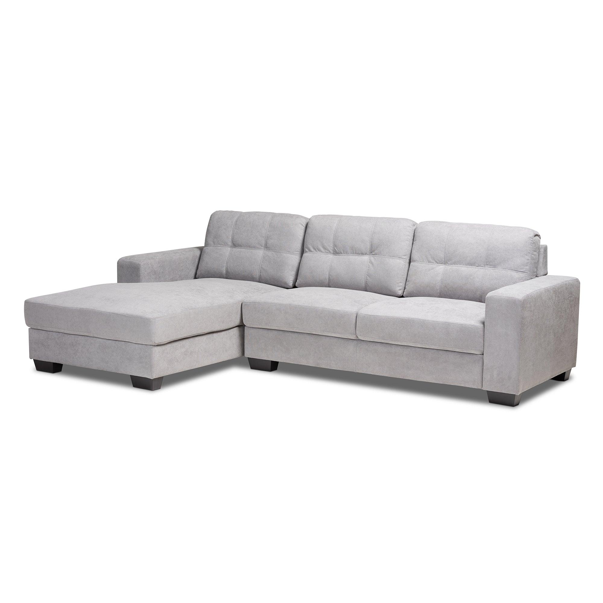 Langley Modern and Contemporary Light Fabric Upholstered Sectional Sofa with Left Facing Chaise