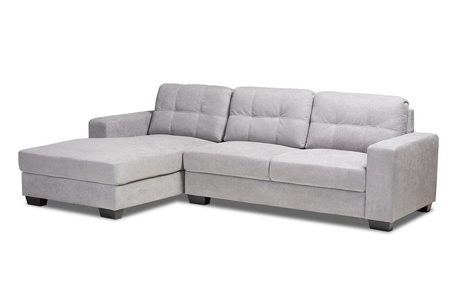 Langley Modern and Contemporary Light Fabric Upholstered Sectional Sofa with Left Facing Chaise