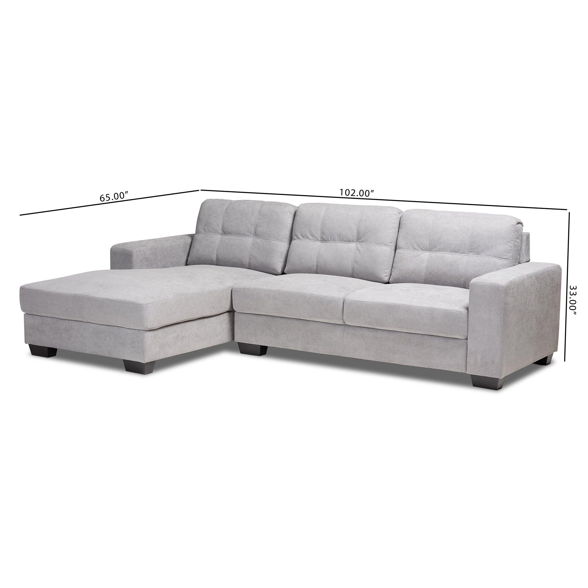 Langley Modern and Contemporary Light Fabric Upholstered Sectional Sofa with Left Facing Chaise