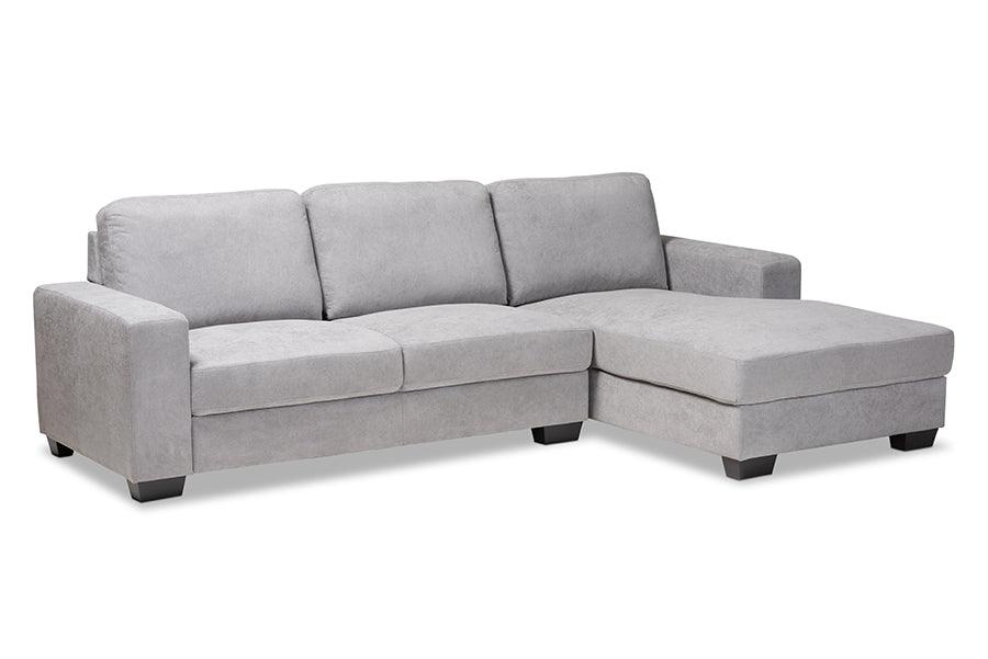 Nevin Modern and Contemporary Light Fabric Upholstered Sectional Sofa with Right Facing Chaise