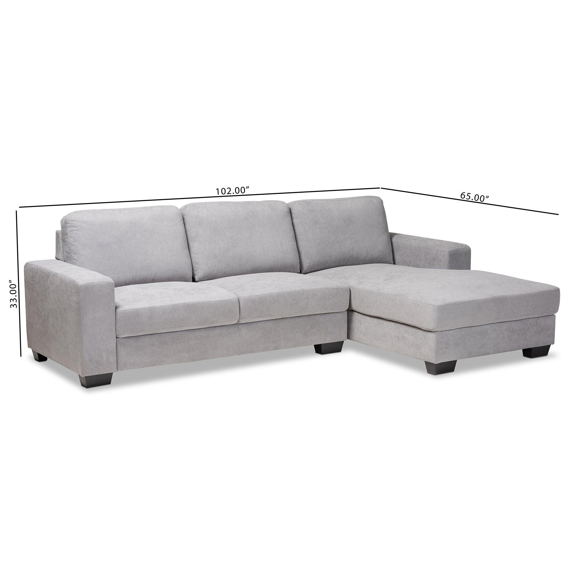 Nevin Modern and Contemporary Light Fabric Upholstered Sectional Sofa with Right Facing Chaise