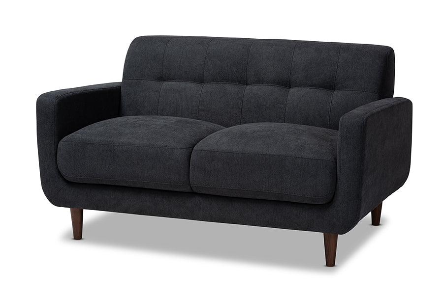 Allister Mid-Century Modern Dark Fabric Upholstered Loveseat