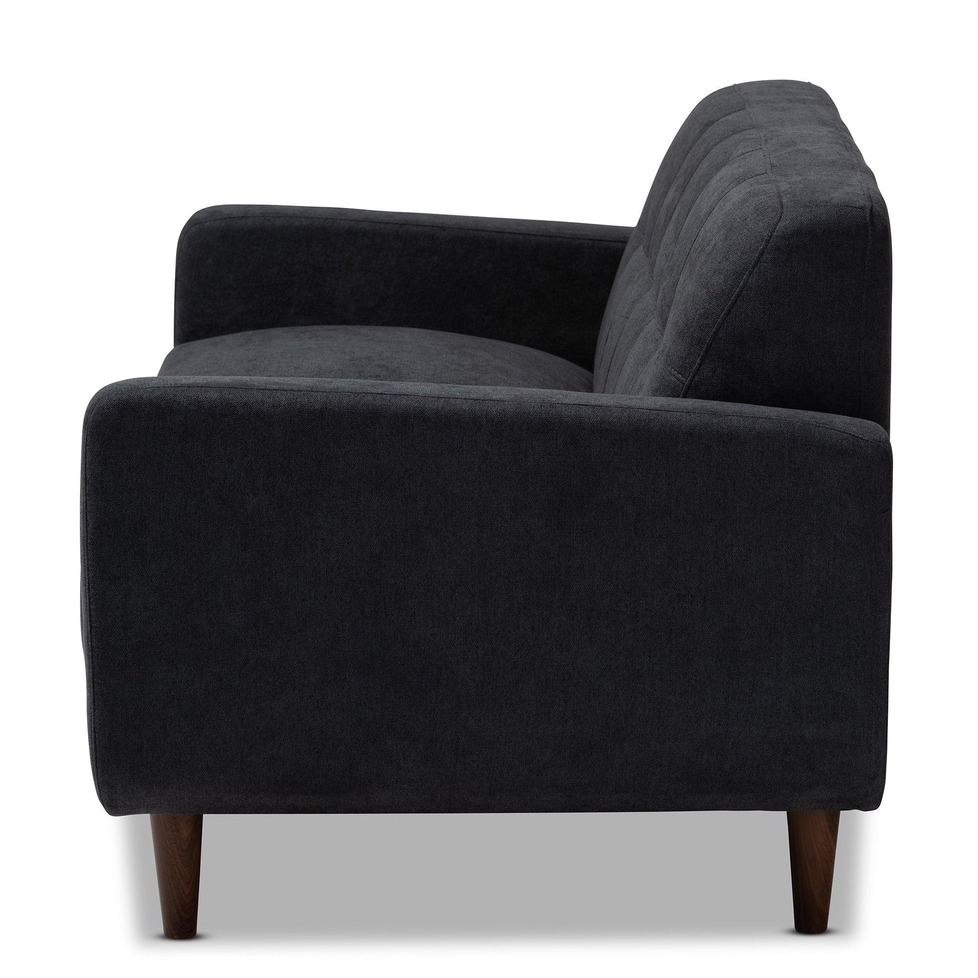 Allister Mid-Century Modern Dark Fabric Upholstered Loveseat