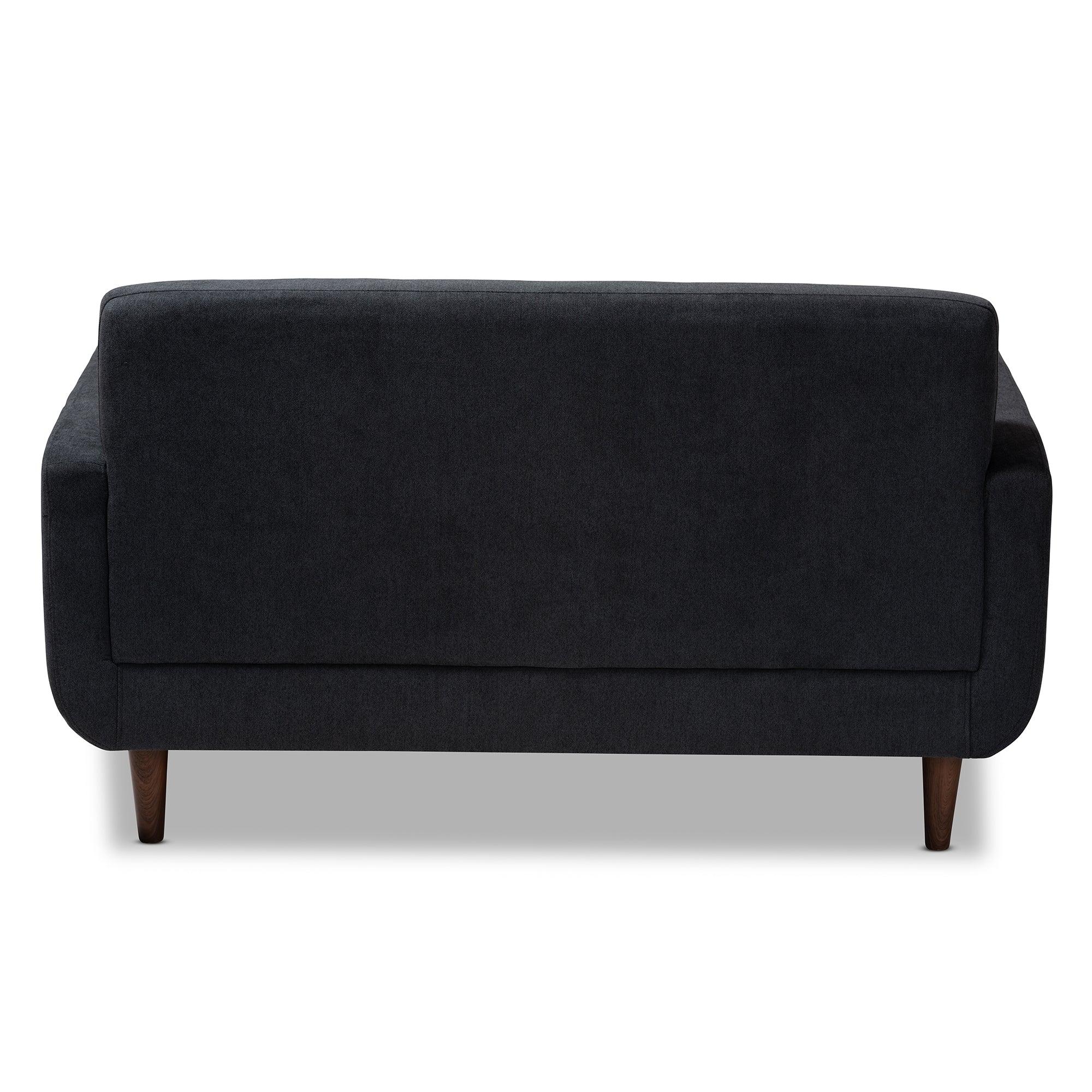 Allister Mid-Century Modern Dark Fabric Upholstered Loveseat