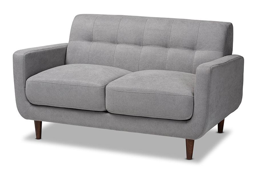 Allister Mid-Century Modern Light Fabric Upholstered Loveseat