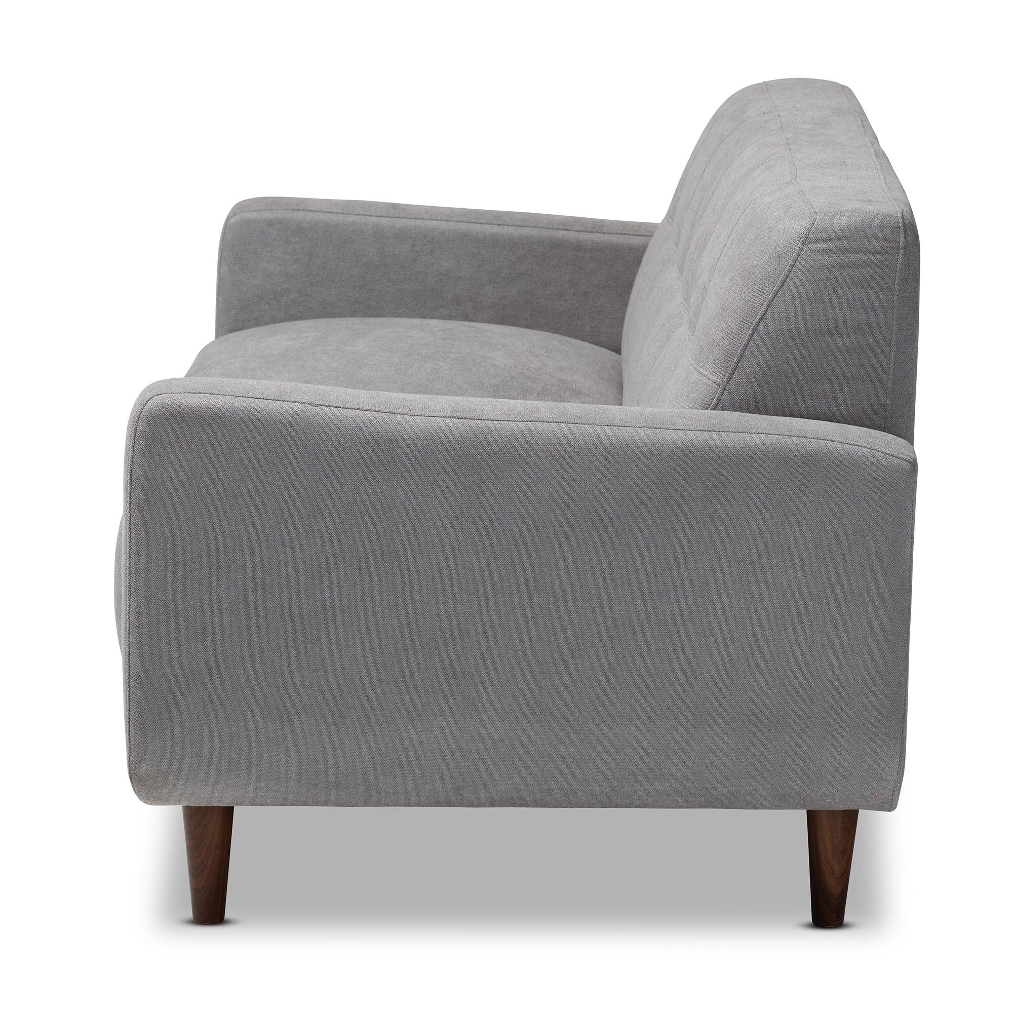 Allister Mid-Century Modern Light Fabric Upholstered Loveseat