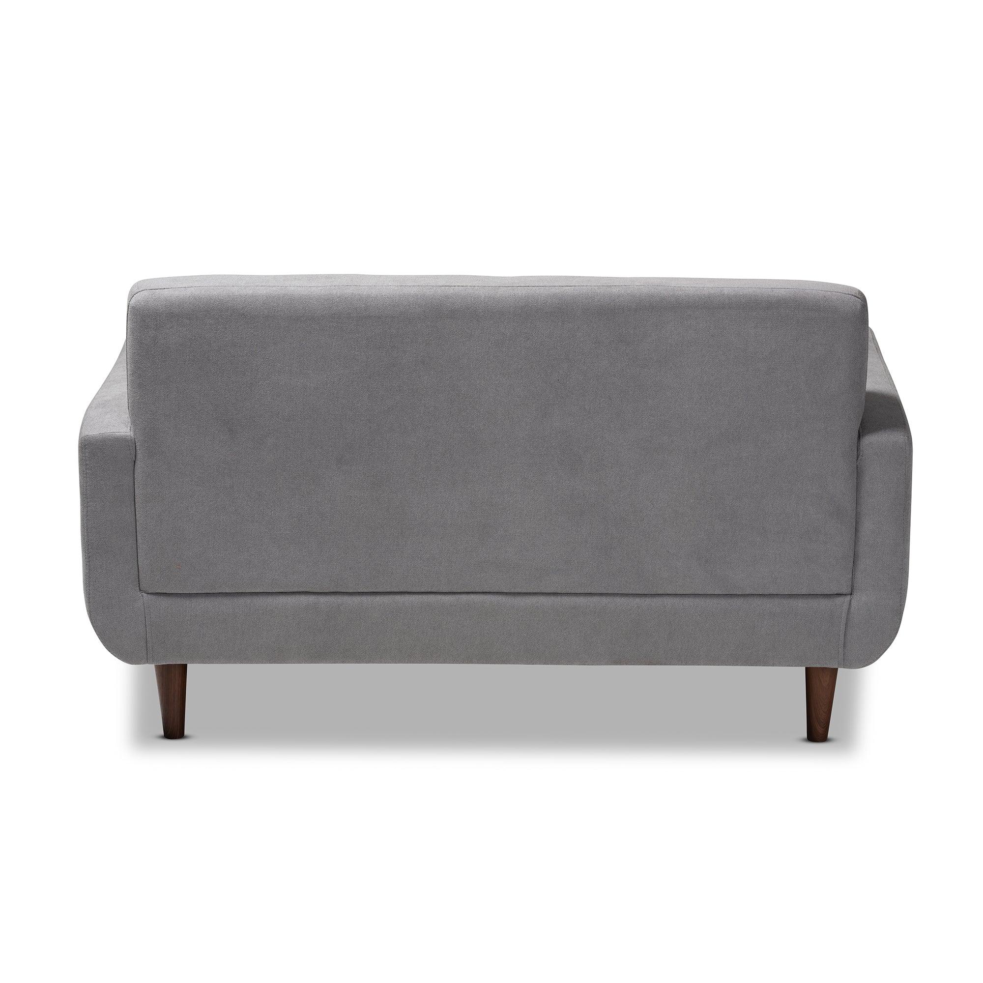 Allister Mid-Century Modern Light Fabric Upholstered Loveseat