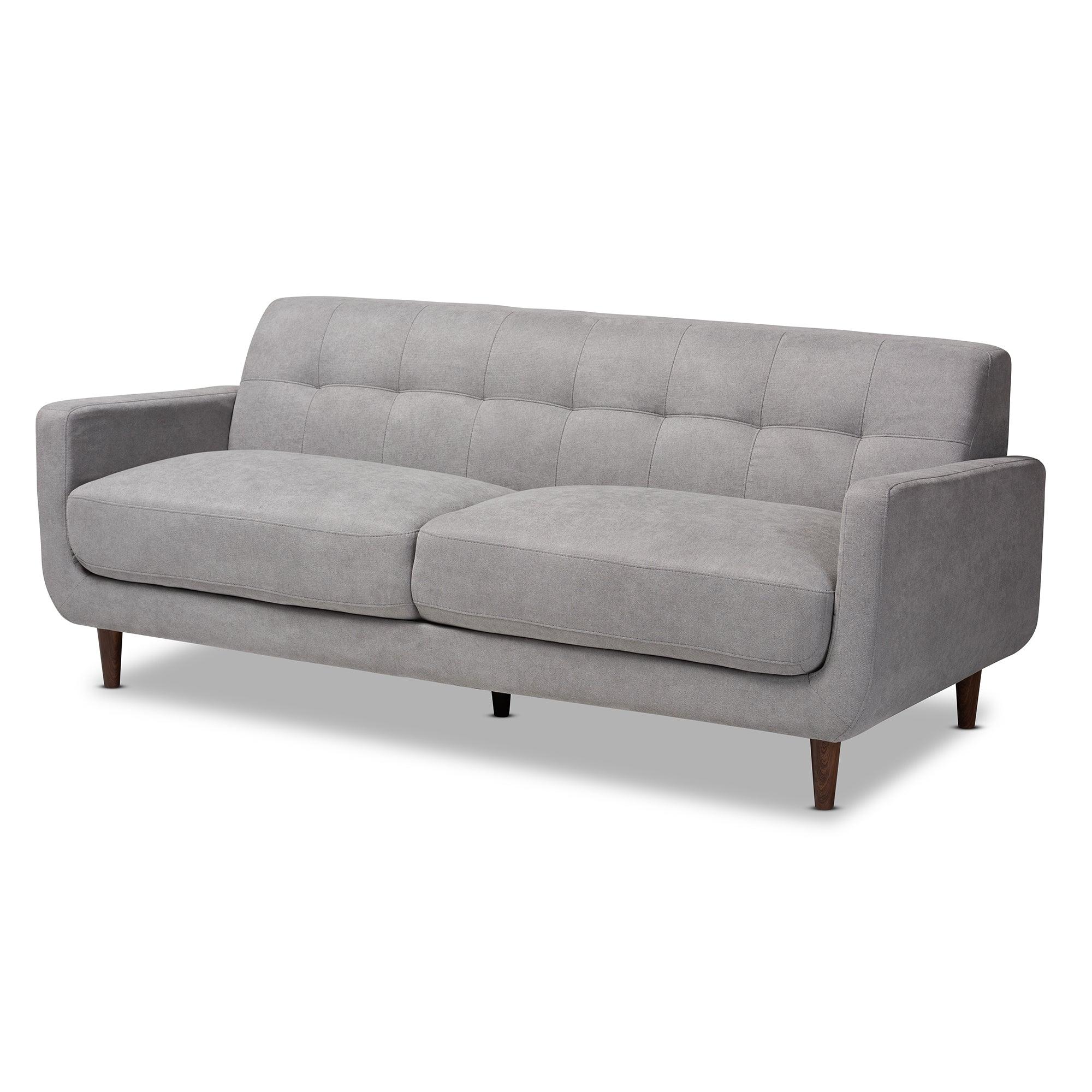 Allister Mid-Century Modern Light Fabric Upholstered Sofa