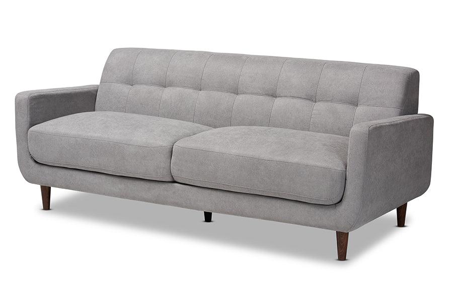 Allister Mid-Century Modern Light Fabric Upholstered Sofa