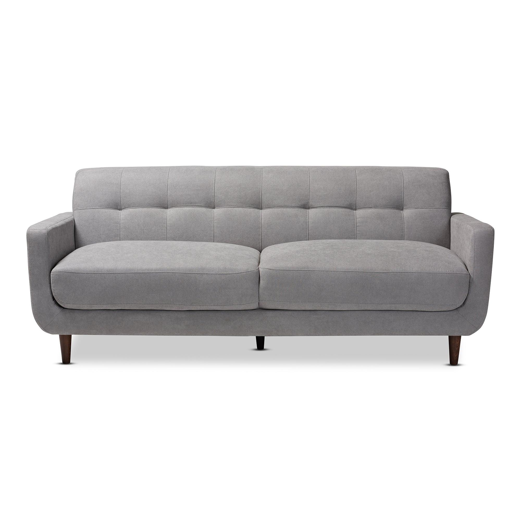 Allister Mid-Century Modern Light Fabric Upholstered Sofa