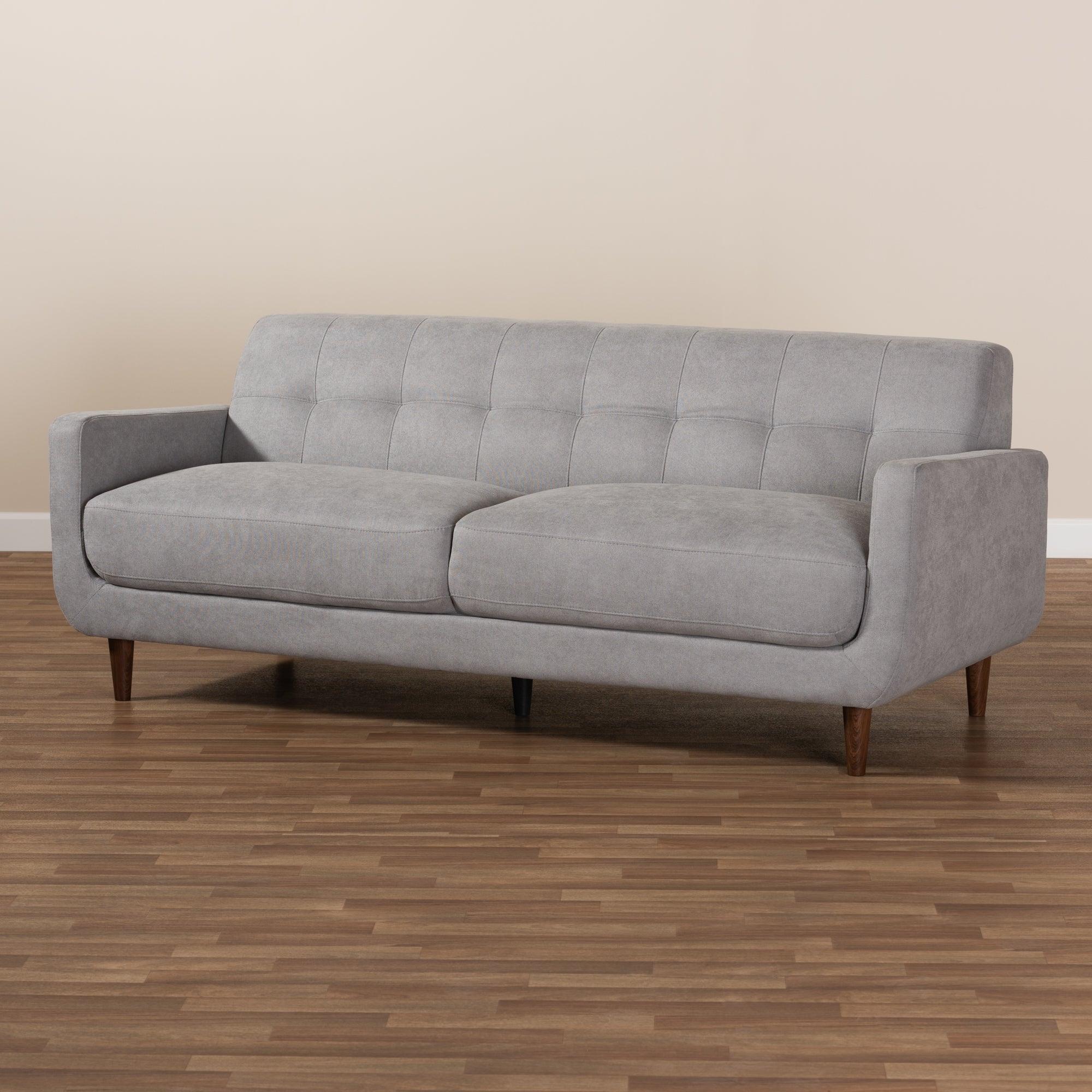 Allister Mid-Century Modern Light Fabric Upholstered Sofa