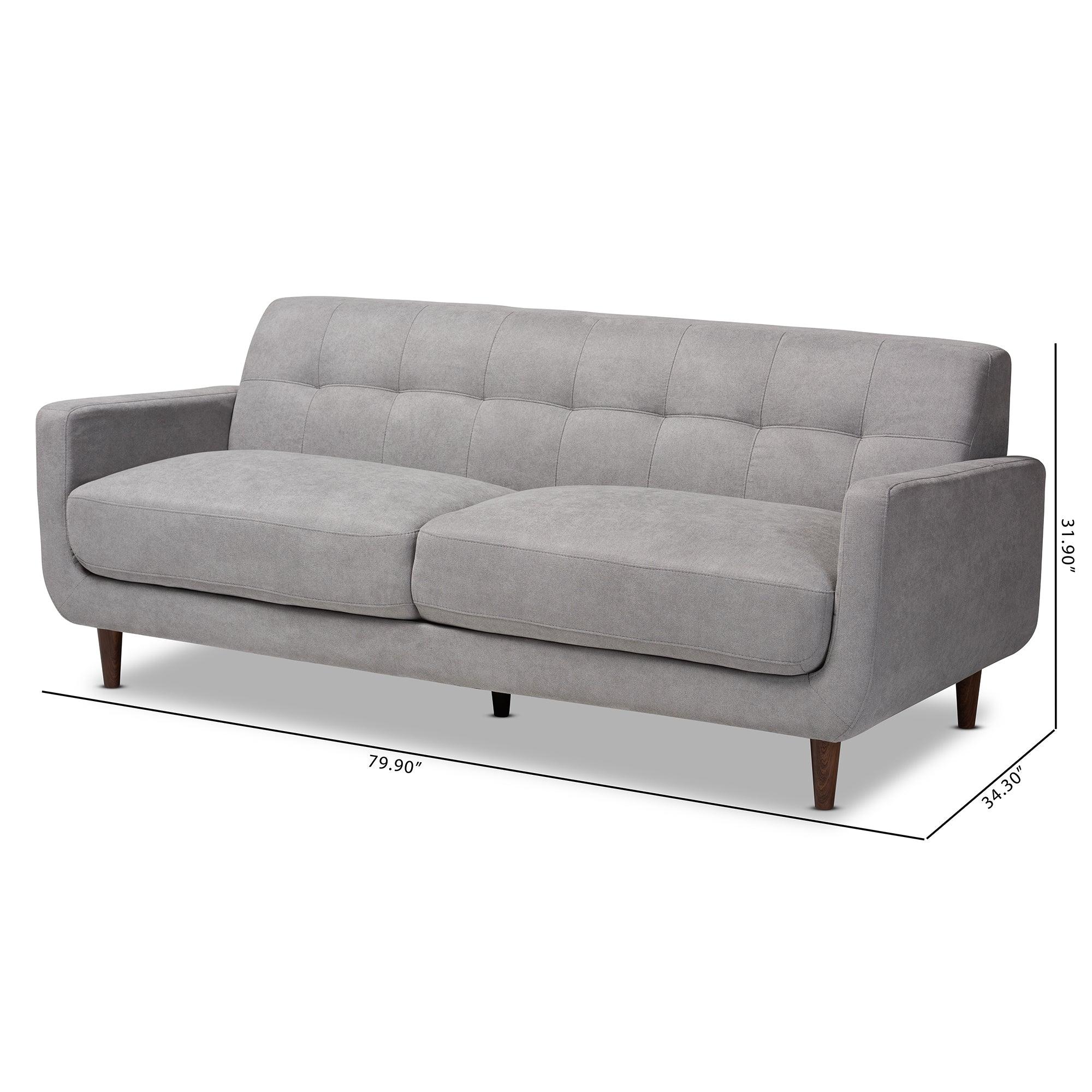 Allister Mid-Century Modern Light Fabric Upholstered Sofa